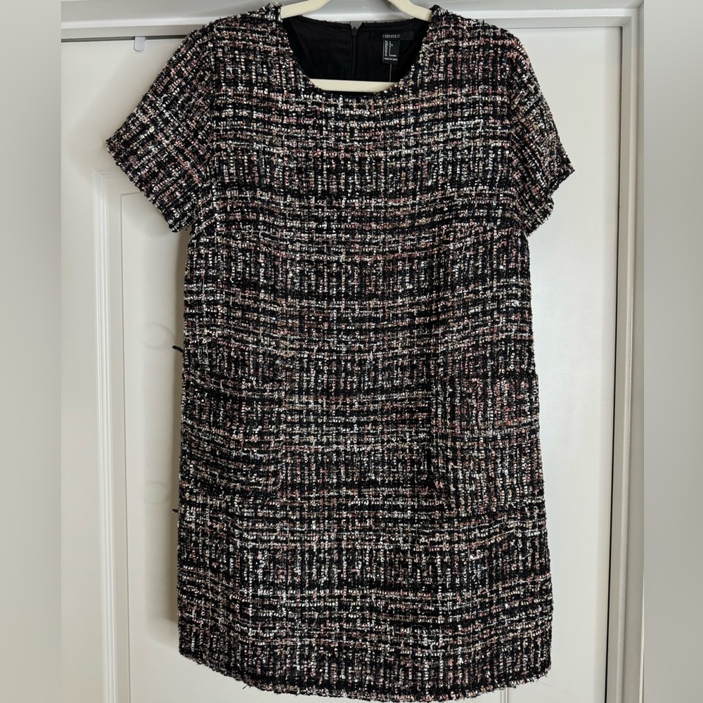 Pink and Black Tweed Dress with Sparkles